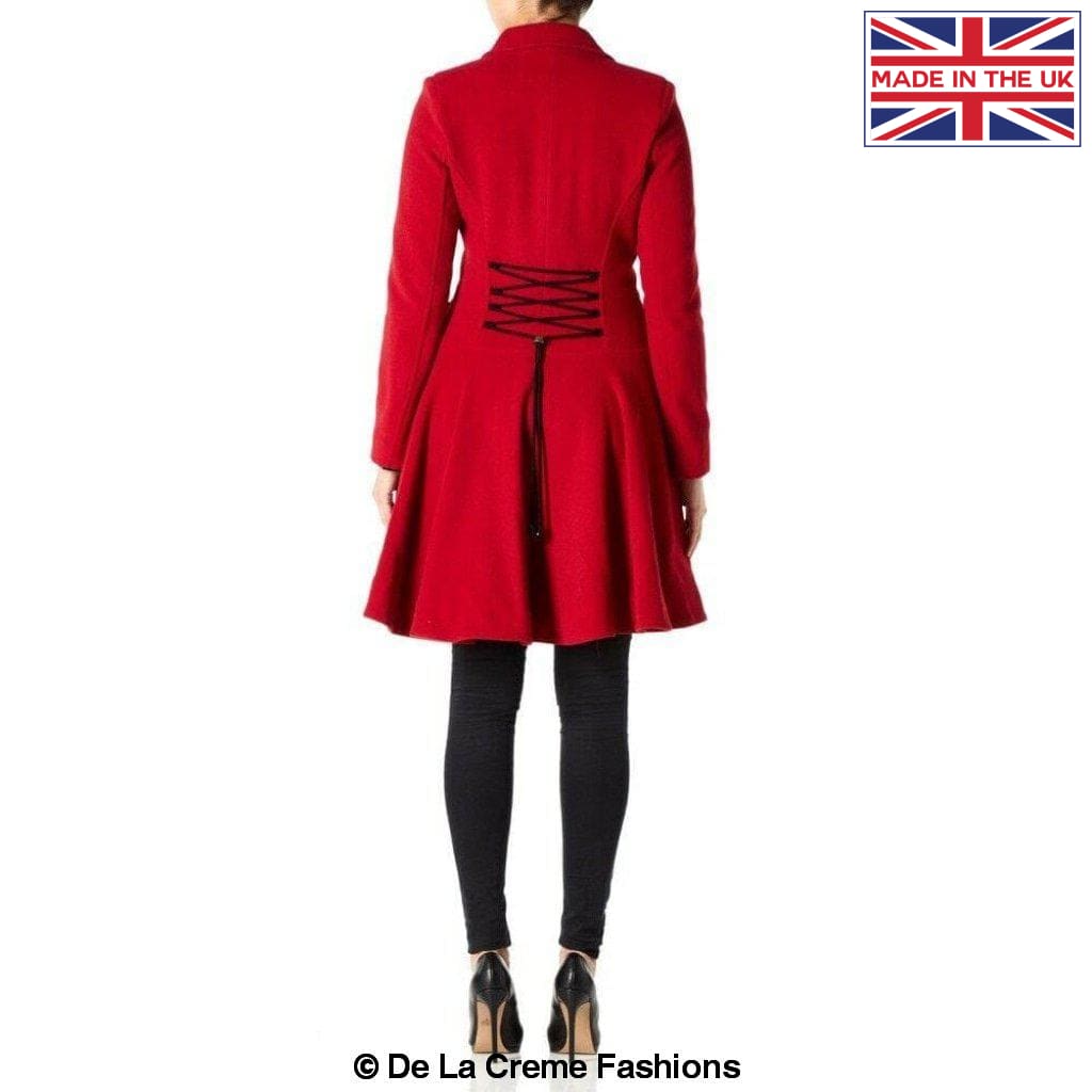 Wool-Blend Fit And Flare Red Pea Coat freeshipping - My Royal Closet – MY  ROYAL CLOSET