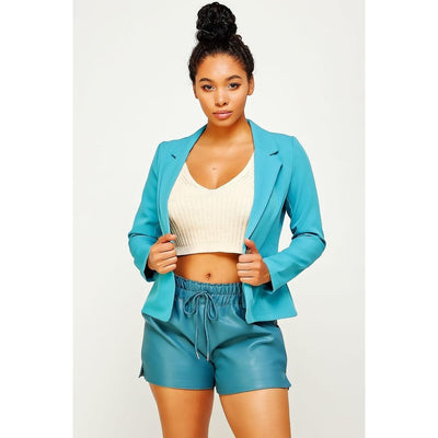 Single Button Fitted Ash Blue Blazer