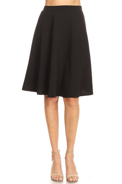 Black A-Line Basic Midi Skirts
