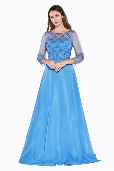 Perry Blue Beaded Chiffon Dress