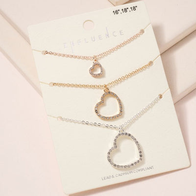 Heart Charms Short Necklace Set