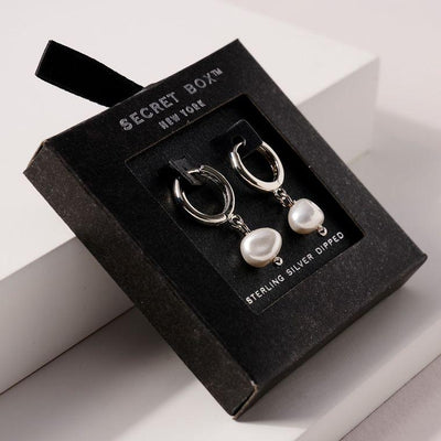 Silver Dip Hoop Pearl Earrings