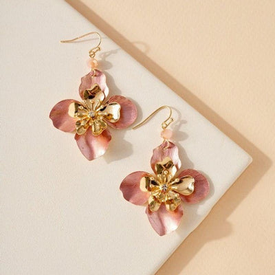 Floral Rose Gold Coated Earrings