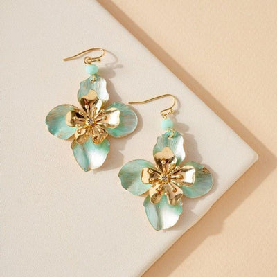 Floral Sage Gold Coated Earrings