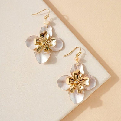 Floral Ivory Gold Coated Earrings